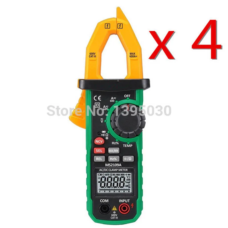 

4PCS/Lot MS2109A True RMS Digital AC DC Clamp Meter 600A Ohm HZ Temp NCV RC Test Tester
