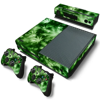 

free drop shipping for Green Weed Leaves design skin for xbox one Console and 2 Controller decals TN-XBoxone-2153