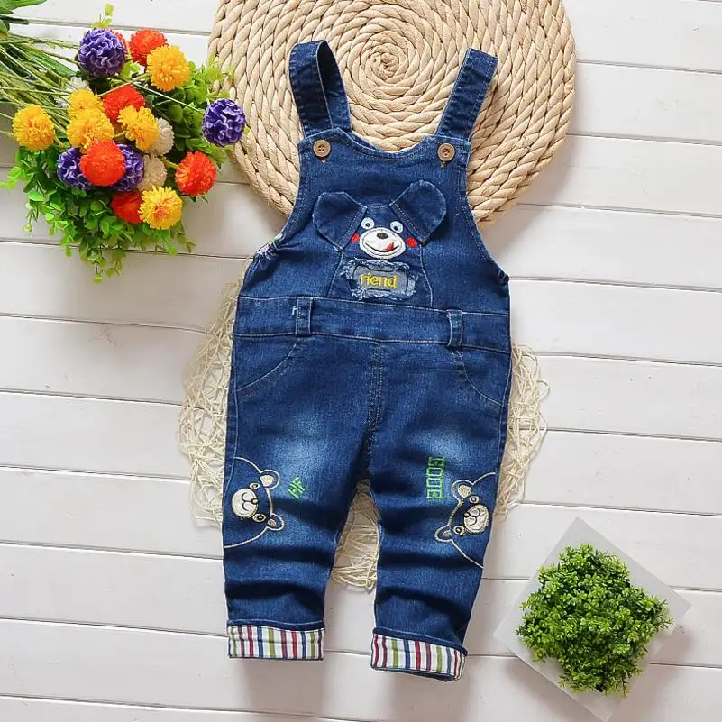 

1-4Y Kids Pants Cartoon Denim Overall For Girl Bib Jeans Boy Overalls Baby Rompers Jeans Children Jum psuit boy Pants