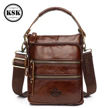 Men Genuine Leather Bag Messenger Bag Shoulder Bags For Men Luxury Handbag Crossbody Bags Vintage Flap Leather Handbag KSK