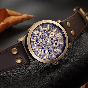 

Mechanical Wristwatches Men Fashion Retro Analogue Watch Mens Watches Top Brand Luxury Sports Military Skeleton Clock relogio