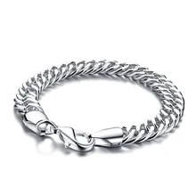 Genuine sterling silver men’s bracelet .100% solid 925 silver 10mm 20cm whip bracelet. Wholesale fashion men silver jewelry gift