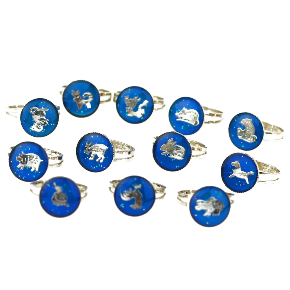 12 Pcs Zodiac Vintage Finger Rings Mood Ring That Changes Color ...