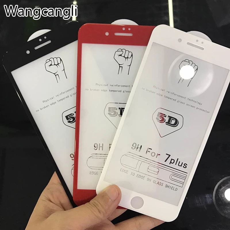 5D полное покрытие закаленное стекло для iphone X 8 7 6 6S Plus закругленные края Защита