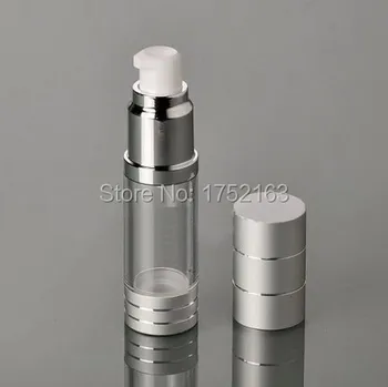 

50ml Airless Bottles Plastic Bottles with Silver Lid and White airless Pump for Cosmetics containers,Lotion bottle,Vacuum Bottle
