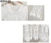 Women blouses 2020 new summer white lace blouse Women V neck Three Quarter Sleeve Hollow out sexy shirts Plus size Ladies Tops 4