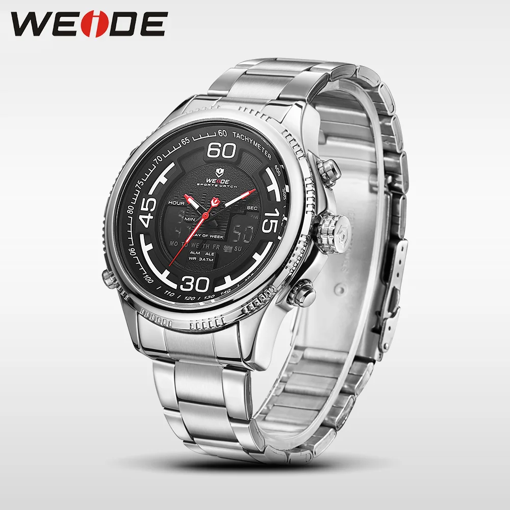 WEIDE Оригинальные спортивные мужские часы из нержавеющей стали, кварцевые часы, водонепроницаемые аналоговые автоматические часы, деловые мужские часы