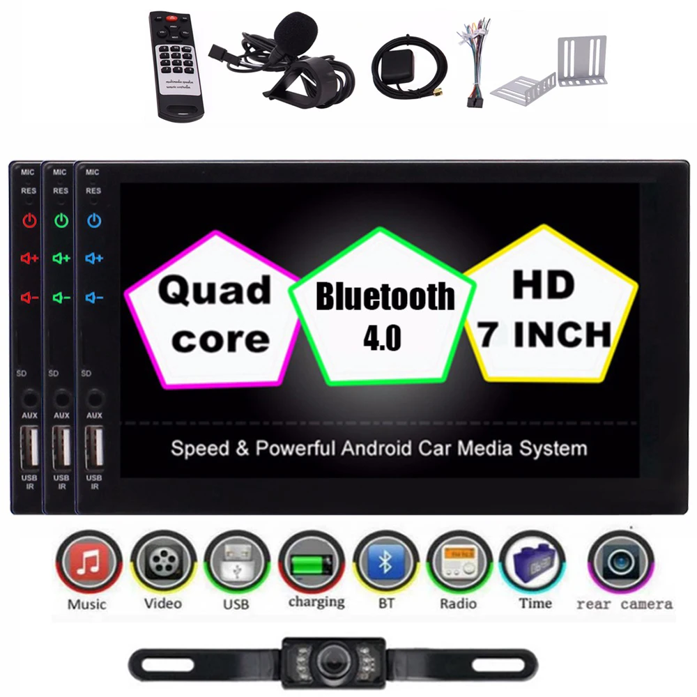 

7 Inch Auto Radio Double 2 Din Car PC Stereo Android 6.0 GPS Navigation 1080P Video Play Bluetooth WIFI,FM/AM/RDS,Touch Screen