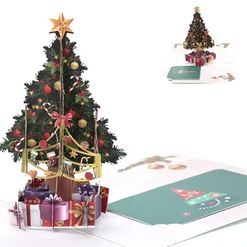 

1PCS Happy New Year 3D Christmas Tree Gifts Greeting Card Postcard Holiday Children Gift Merry Xmas Pop Up Card