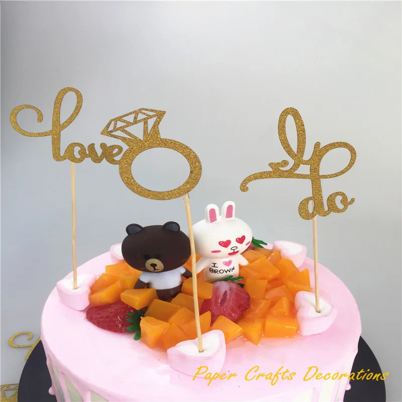 

One Set(12pcs) of I Do, Love, Diamond Ring Cupcake Topper Wedding Engagement Decorations