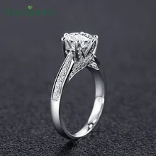NiceGems 14 k белое золото обручальное кольцо центр 8 мм F цвет Moissanite кольцо с бриллиантами в акцентах женские свадебные украшения