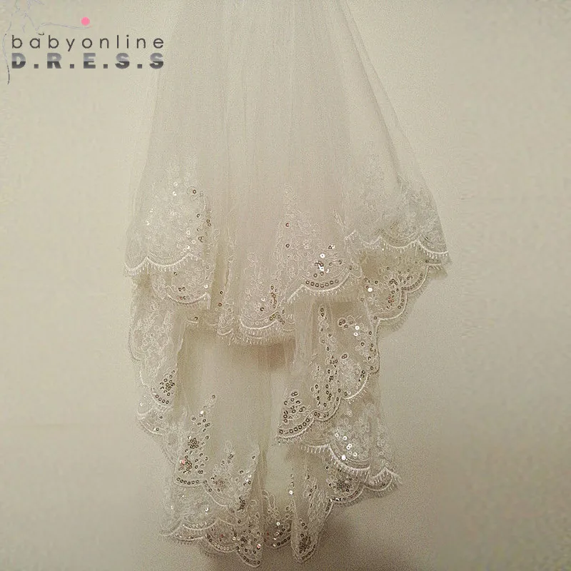 

Short Cheap 1.5 Meters Long Lace Appliques Elegant Tulle Two-Layer Wedding Bridal Veil Long Wedding Veil With Comb