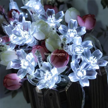 

20/30/40/50/80 LED Cherry Blossom Fairy String Lights Peach Flower Battery Operated 2M/3M/4M/5M/10M Christmas Xmas Wedding Party