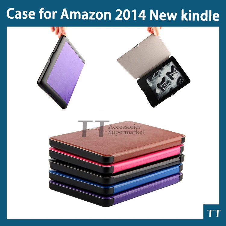 

New Kindle 7th Generation leather Magnetic Sleep and wake up ultra slim cover smart case for Amazon 2014 New kindle+free 3 gifts