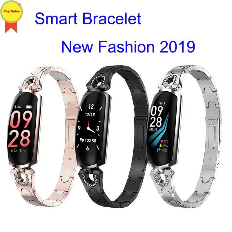Новые модные женские туфли Smart часы браслет монитор сердечного ритма крови Давление Фитнес IP67 Водонепроницаемый Спорт Леди умный Браслет