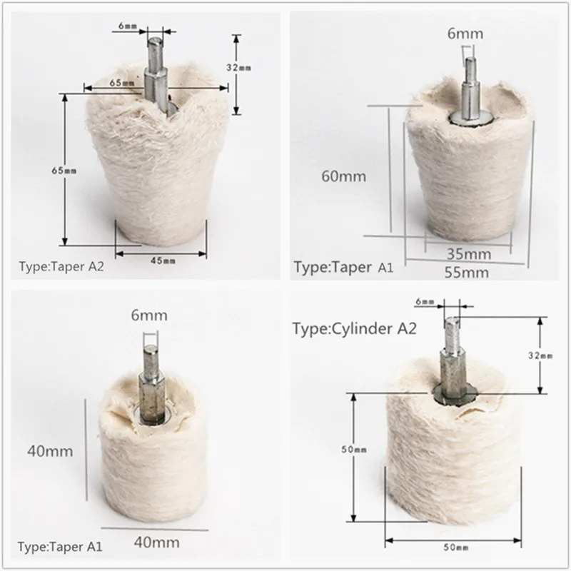4 шт. полировальная Швабра Полировка колеса полировальная накладка белое хлопковое колесо адаптер сверла для металлических украшений
