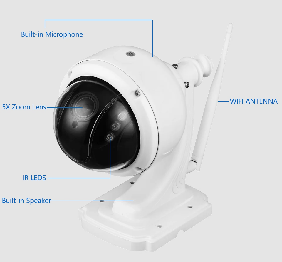 1080 P Беспроводной Wi-Fi IP Камера наружная камера наблюдения с датчиком PTZ 5X 2,7-13,5 мм автофокусом Водонепроницаемый H.264 HD CCTV камера беспроводной