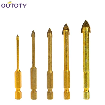 

5Pcs Titanium Coated Glass Drill Bit Set 3/4/6/8/10mm With Hex Shank
