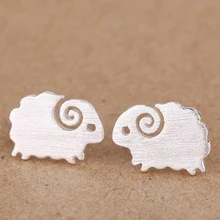 Милые 925 пробы серебряные серьги для женщин и девушек, милые маленькие серьги-гвоздики в виде овечки, модные серьги из стерлингового серебра, ювелирные изделия VES6028