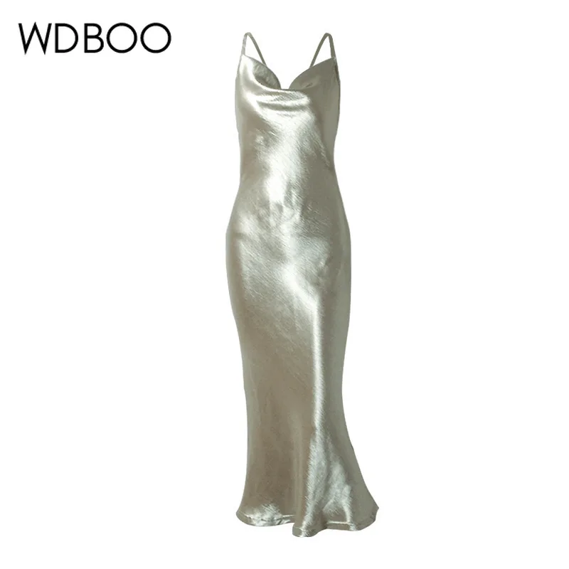 WDBOO шикарное длинное платье с квадратным воротником и бретельками женское