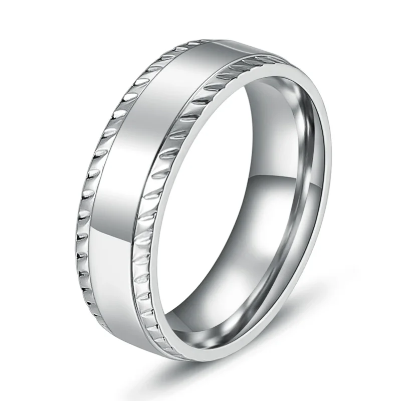 Топ Мода нержавеющая сталь серебро Цвет Свадебные кольца Круглый классический группа украшения для женщин/для мужчин оптом подарок на