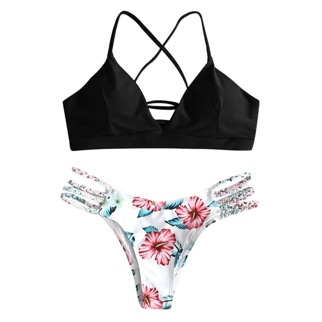 

Fashion Women's Bikini Set Cut Flower Two Piece Swimsuit Pushups Swimwear Beachwear Bathing Suit