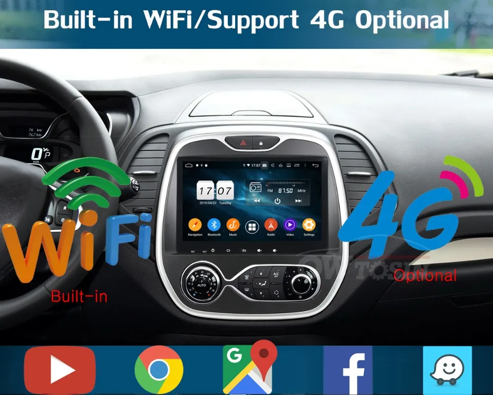 " ips 8 ядерный 4 Гб+ 64 ГБ Android 9,0 автомобильный DVD мультимедиа для Renault captur AT 2011- радио gps DSP CarPlay Parrot BT