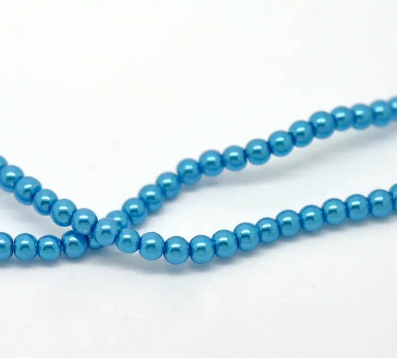 

Doreen Box hot- 3 Strands Lightblue Glass Imitation Pearl Round Beads 4mm(1/8") Dia. (B21222)