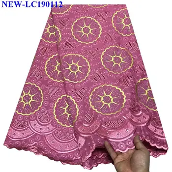 

Pink Color African Cotton Swiss Voile Lace Fabric 2019 High Quality Voile Lace Cotton Africa 100% Swiss cotton Lace Fabric TY-02