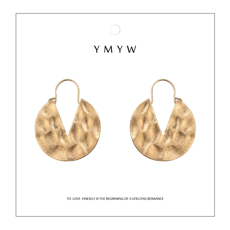 

YMYW Lovely Brand Vintage Round Stud Earrings Gold/ Silver/ Rose Gold Cute Metal Zinc Alloy Consice Women Gifts Accessaries 2019