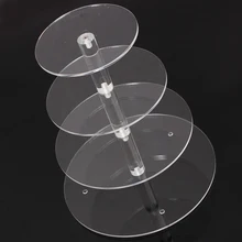 Hot Brand New Assemble and Disassemble Round Acrylic 4 Tier Cupcake Cake Stand For Birthday Wedding Party Cake Shop Home
