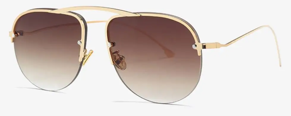 Женские солнцезащитные очки в стиле ретро, роскошные брендовые металлические Однолучевые солнцезащитные очки, мужские Модные зеркальные солнцезащитные очки "кошачий глаз" для девушек UV400 - Цвет линз: C3 gold tea