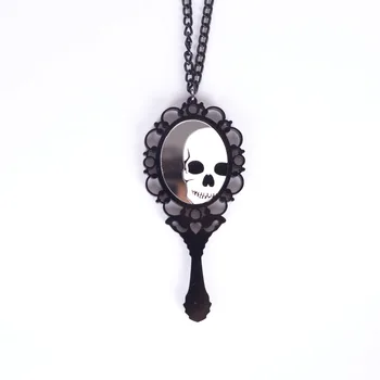 

2018 New Fashion Geometric Acrylic Jewelry laser Dead Pretty Skull Pendant necklace Punk Night Club Skull Necklace