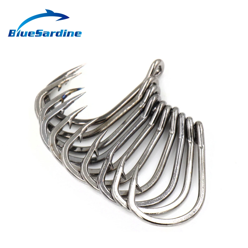 BlueSardine 50PCS Sea Fishing Hooks Carbon Steel Barbed Hook Carp Fish