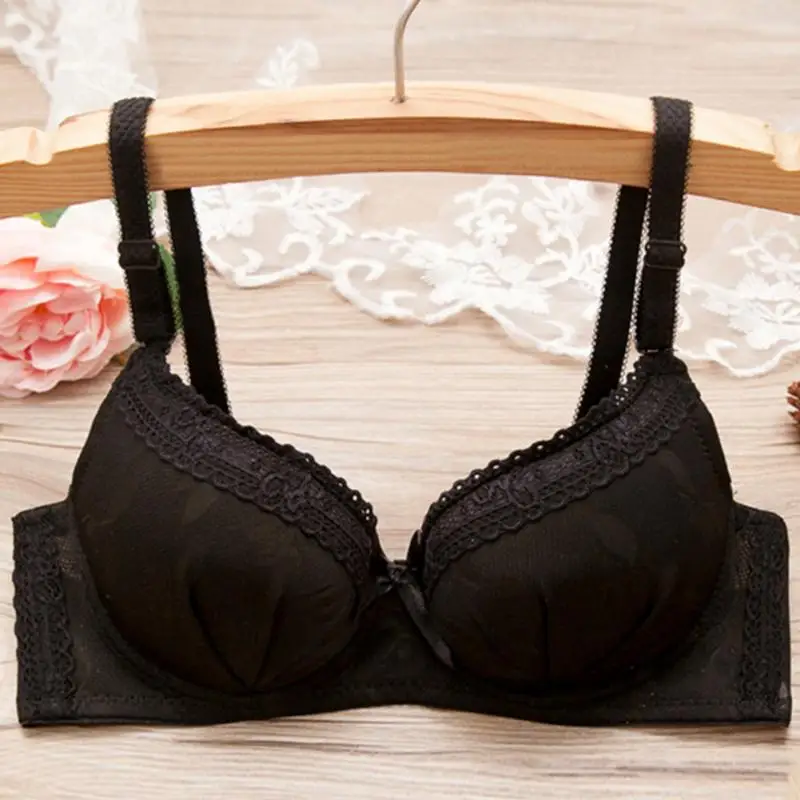 NEW Women Girls Lace Bra Thin Sexy 3/4Cup Solid Color Size A/Bin Bras