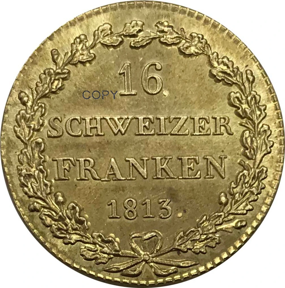 

1813 Switzerland 16 Franken Gold Coin Brass Collectibles Copy Coin