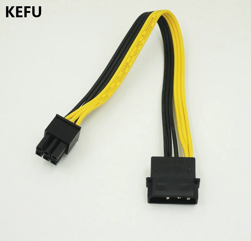2 шт./лот kEFU 4 Pin Molex IDE to 6 PCI E графическая карта адаптер питания 20 см 18AWG|Компьютерные