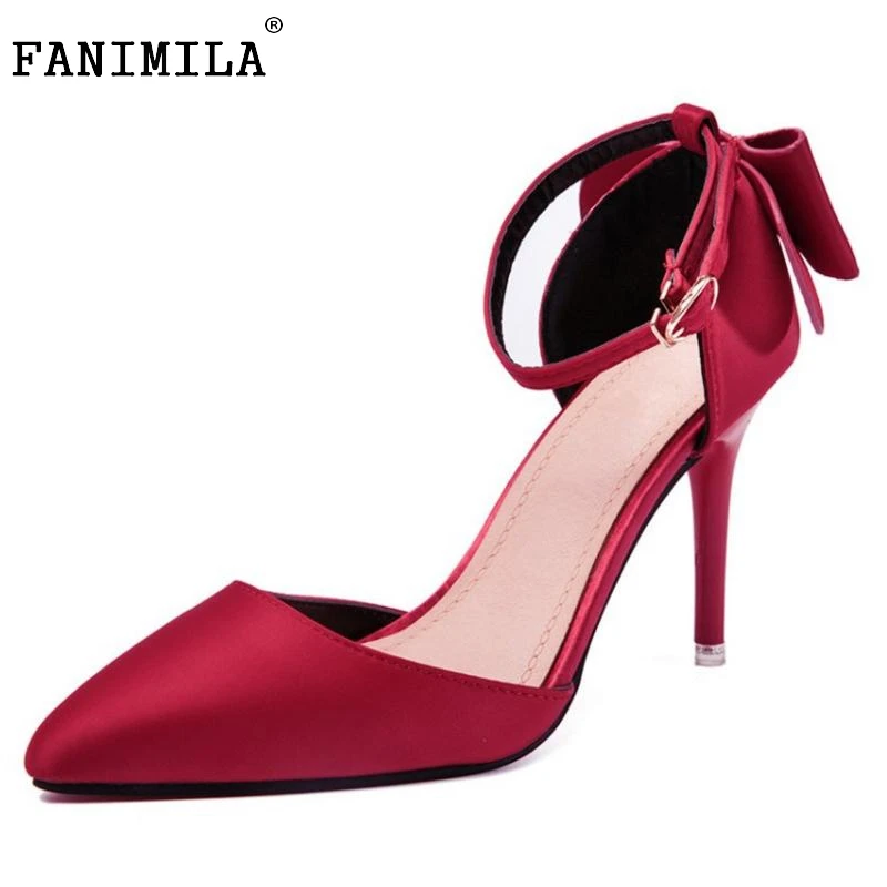 

Sexy Lady High Heel Sandals Women Thin Bowtie Heels Sandal Ankle Strap Wedding Shoes Brand Catwalk Party Footwear Size 34-39