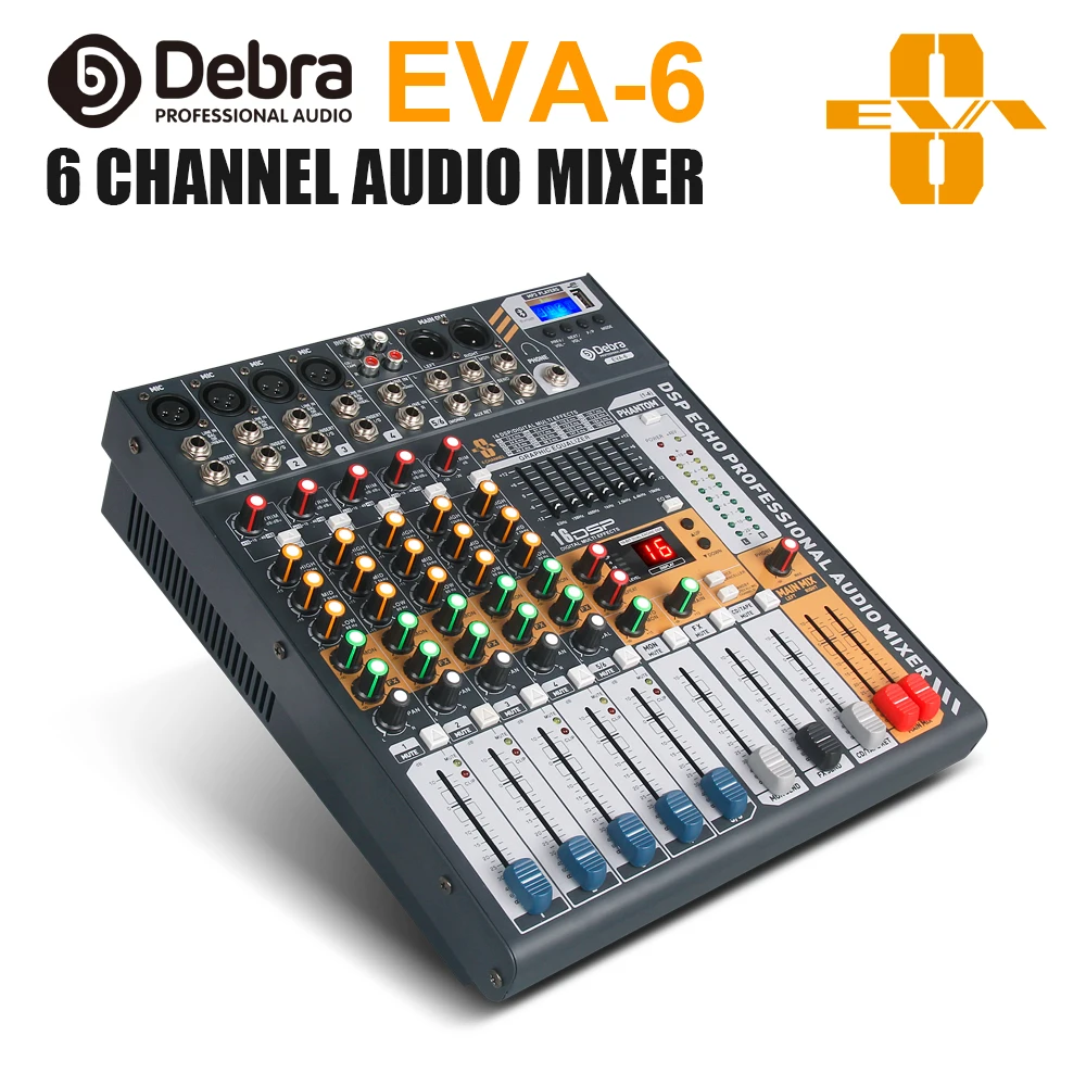 Дебра аудио EVA-6 6 каналов аудио MixerDJ& Студия консольный микшер Системы встроенного модуля Bluetooth Беспроводной приемник