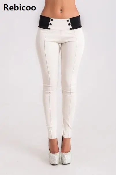 

High Quality Women Clothing Pants Skinny OL Office Lady Spring Autumn Full Length Pencil Mid Waist Button Trousers Female