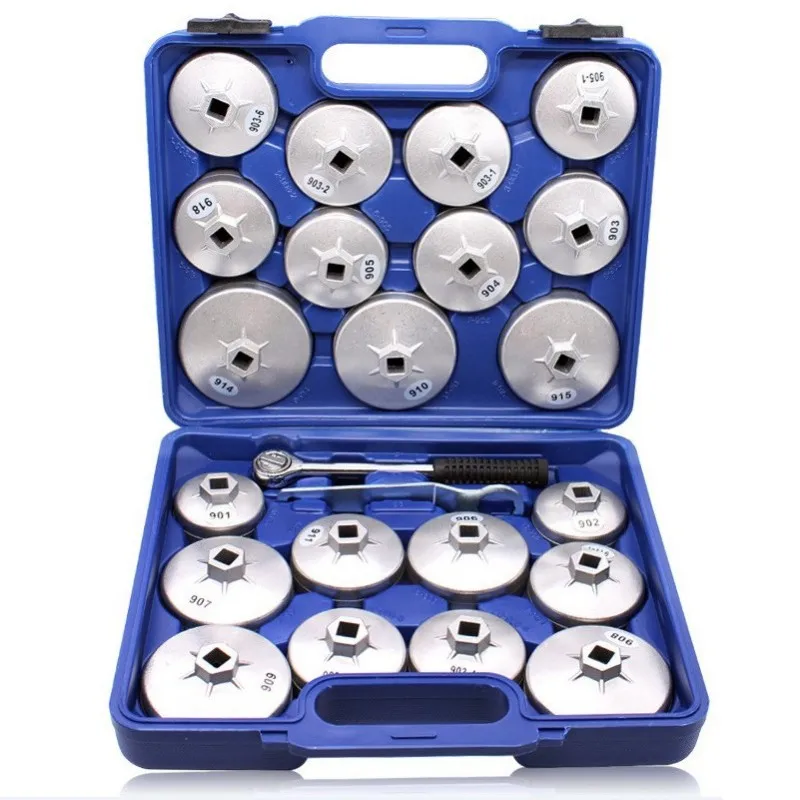 

23 pcs Oil Filter Wrench Set Cup type Aluminium Alloy Polished New with Wrench and Tool Box Hand Tool Sets high quality