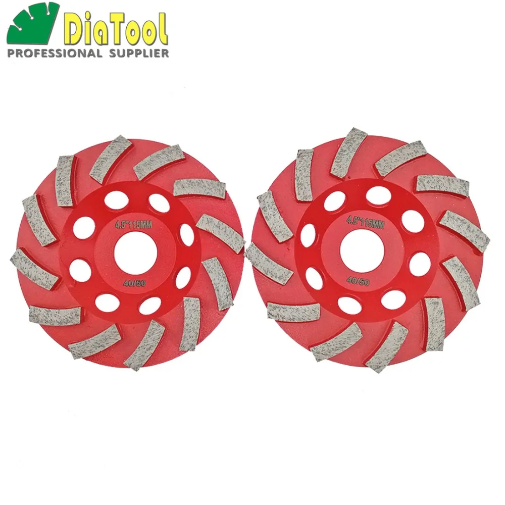 Diatool 2PK Диаметр 4.5 &quot(115 мм) алмазных чашка для бетона шлифовальный диск Члениковые