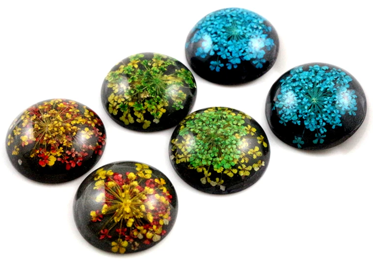 Новая мода 5 шт 25 мм 3 стиля Натуральные сушеные цветы с плоской задней стороной смолы кабошоны Камея