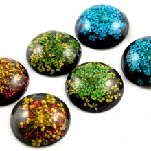 Новая мода 5 шт 25 мм 3 стиля Натуральные сушеные цветы с плоской задней стороной смолы кабошоны Камея