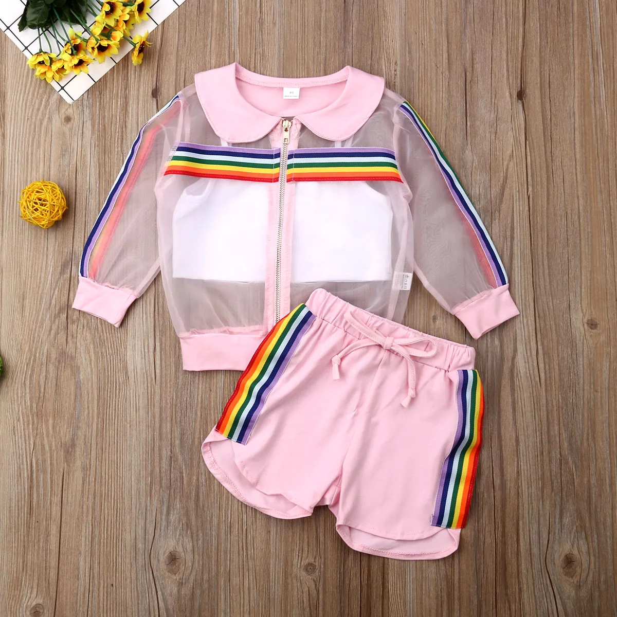 

Baby Clothes Set Toddler Kids Baby Girl Coat+Vest+Pants Outfit 3Pcs UV Sunsuit Clothes Summer Set