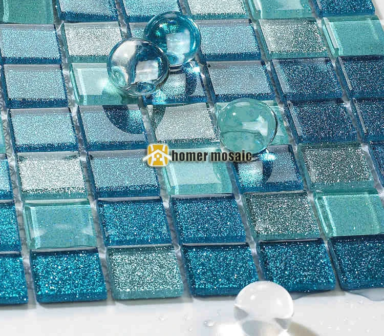 Cristal azul mosaico de vidrio azulejos HMGM2050 para baño cocina