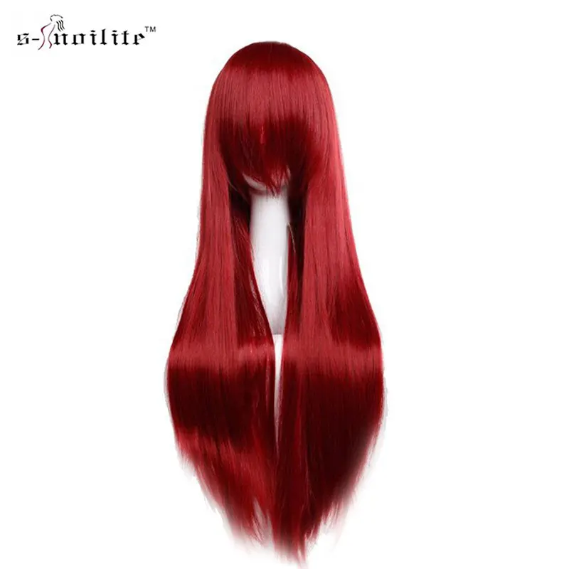 SNOILITE 80cm Peluca de pelo sintético larga para mujeres Peluca de fibra resistente al calor Rosa rojo púrpura recta Cosplay pelucas SNOILITE 80cm Peluca de pelo sintético larga para mujeres Peluca de fibra resistente al calor Rosa rojo púrpura recta Cosplay pelucas