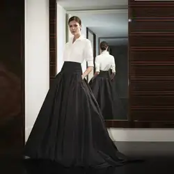Изготовленная на заказ Высококачественная атласная Черная длинная юбка женская трапециевидная юбка