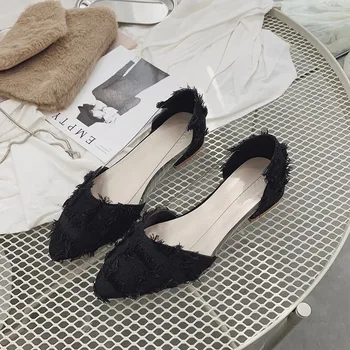 

COOTELILI Women Flats Low Heels Pointed Toe Wedding Shoes Woman Loafers Casual Breathable Women Shoes Slip on Black Red Beige