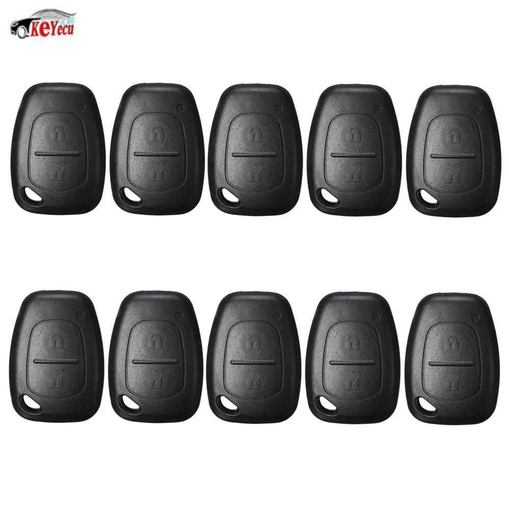 

KEYECU 10 Pcs/lot Remote Car Key Shell Case Fob 2 Button for Renault Trafic Vauxhall Vivaro Movano (No Blank Blade)